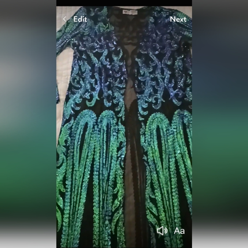 Green Sequin Duster - image 2